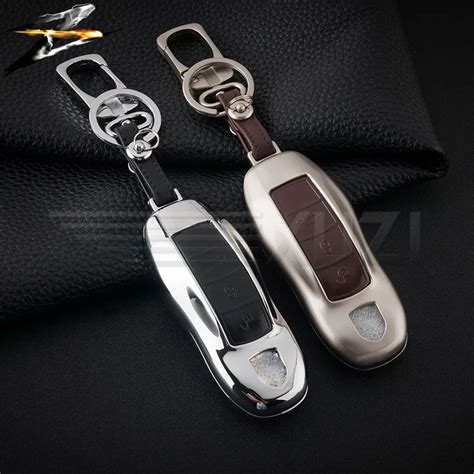 Zinc Alloy Leather Car Key Cases Cover Fob For Porsche Cayenne 911