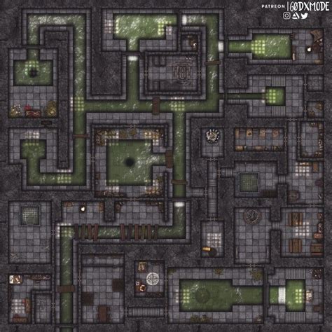Oc 50 X 50 Sewer Dungeon Battlemap Dndmaps Tabletop Rpg Maps