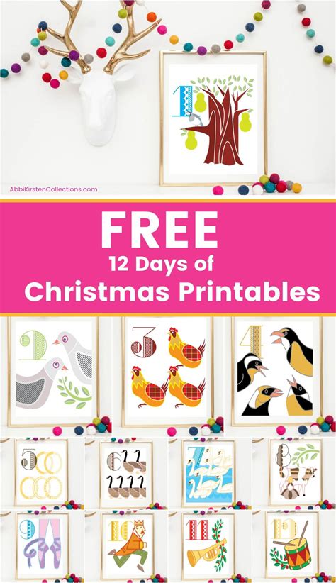 12 Days Of Christmas Printables Free Christmas Printable Wall Art