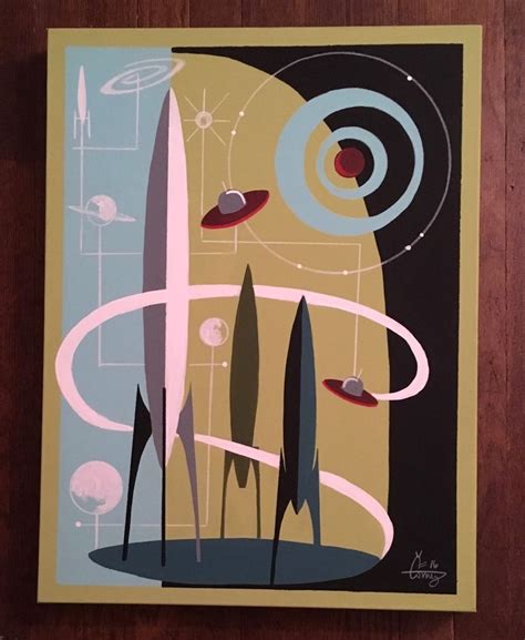 El Gato Gomez Painting Retro 1950 S Sci Fi Space Mid Century Modern Abstract Ebay Space Art