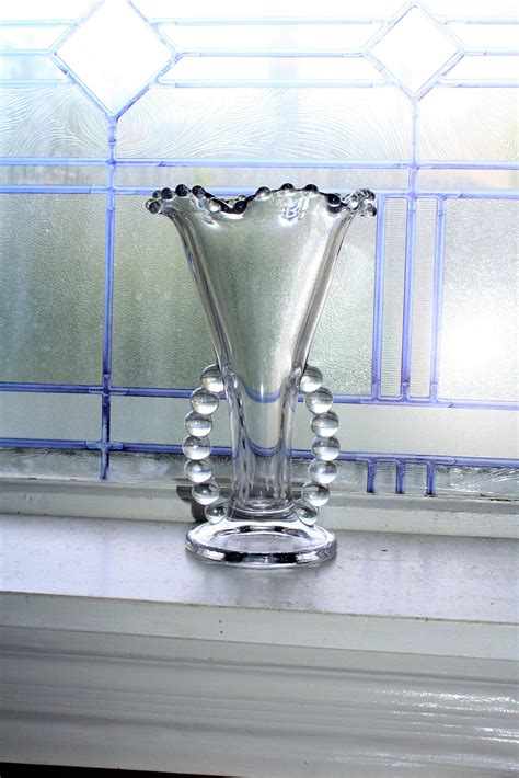 Vintage Candlewick Glass Vase Mid Century Decor