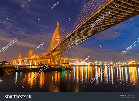 Bhumibol Bridge In Bangkok Thailand Stock Photo 218837500 Shutterstock