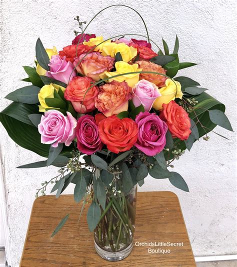 25 Colorful Rose Mix Bouquet In Placentia Ca Orchids Little Secret