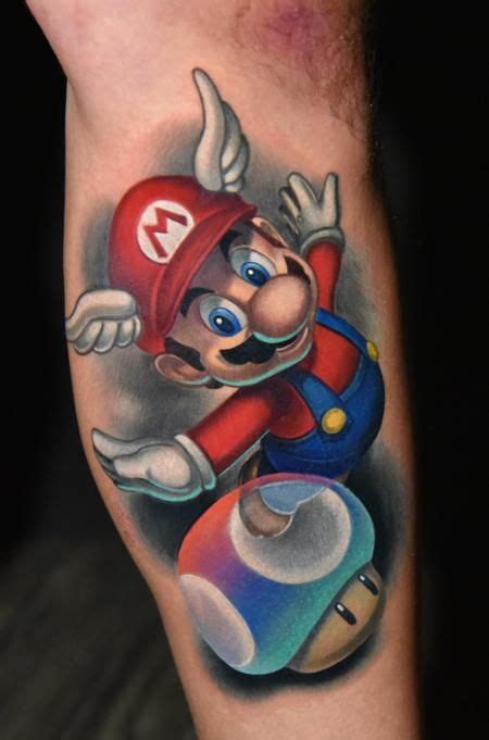 Super Mario And Invincischroom Tattoo Design By Danny Elliott Mario