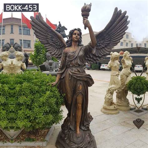 Life Size Holding Torch Bronze Female Angel Statues Garden Ornament For
