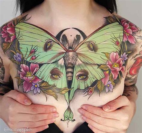 Womans Chest Piece Tattoo By Samantha Smith Tattoo Insider