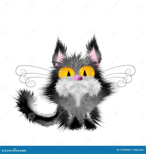 Fluffy Black Cat Cartoon Maine Coon Cat Icons And Fluffy Cat In Roses