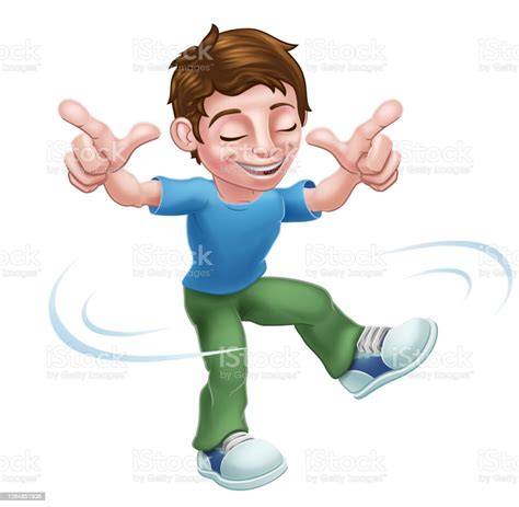 Boy Kid Cartoon Child Character Dancing Stock Illustration Download