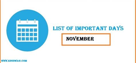 Important Days In November 2023 National And International Special