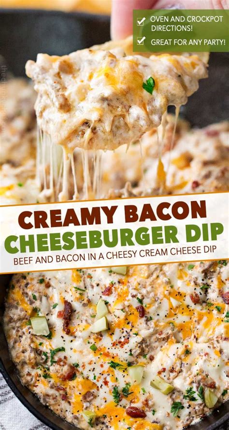 Creamy Bacon Cheeseburger Dip Best Party Dip The Chunky Chef