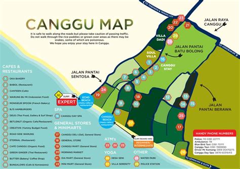Canggu Map Focussing On The Area Behind Batu Bolong Beach And Featuring The Parts Of Canggu