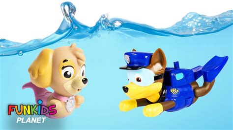 Paw Patrol Skye And Chase Scuba Dives With Moana Maui In Swimming Pool