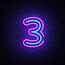 Number Three Symbol Neon Sign Vector Third Template 
