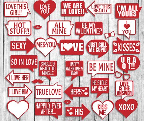 35 Red Valentines Day Printables Prop Diy Photo Love Photo Booth