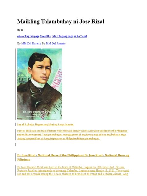 Ang Talambuhay Ni Jose Rizal Tagalog