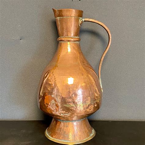 20th Century Middle Eastern Copper Jug Antique Brass And Copper