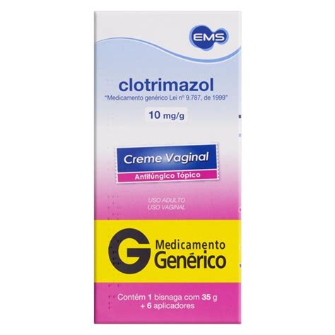 clotrimazol ems 10mg g caixa com 1 bisnaga com 35g de creme de uso ginecológico 6 aplicadores
