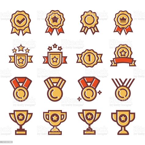 Prizes Awards Vector Line Icons Set Stock Illustration Download Image