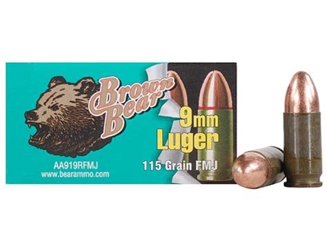 Brown Bear 9mm Luger 115gr Fmj Box Of 50 Rounds