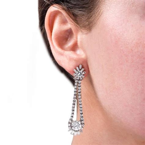 S Carat Diamond Chandelier Platinum Drop Earrings For Sale At