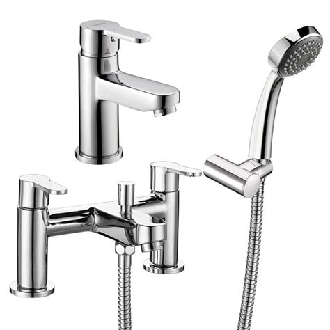 Deva Ethos Chrome Basin And Bath Shower Mixer Taps Pack Set Bathroom