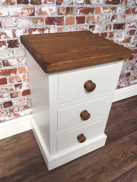 Solid Wood Three Drawer Bedside Cabinet Made From Sustainably Etsy