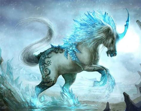 Ice Unicorn Mythical Creatures Fantasy Beasts Mythological Creatures