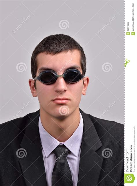 Businessman Wearing Goggles For Water Thinking At Va Stock Image