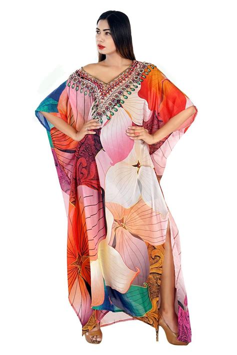 Women Fashion Silk Kaftan Maxi Crystal Embellishment Dress 190 Etsy In 2020 Fashion
