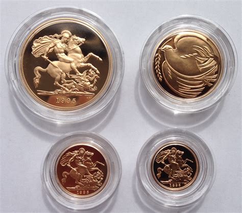 1995 4 Coin Gold Proof Sovereign Set M J Hughes Coins