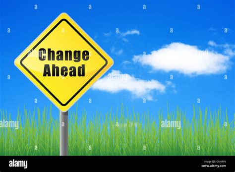 Road Sign Change Ahead Stock Photo Alamy