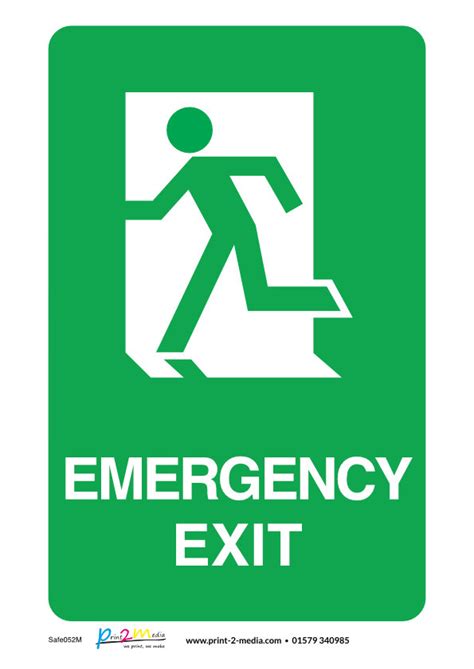 Emergency Exit Safety Sign Print 2 Media Ltd