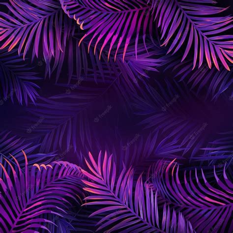 Premium Vector Neon Violet Tropical Party Design Palm Jungle Leaves