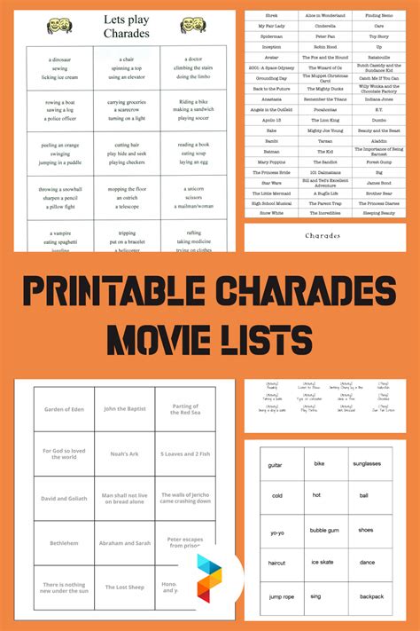 7 Best Printable Charades Movie Lists Info Factory