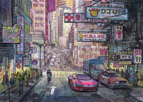 Night City Cyberpunk Hong Kong Art Print By Evgeny Bondarenko X Small Hong Kong Art Night