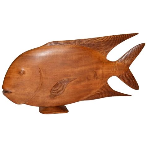Monumental Brazilian Wood Carving Of A Fish For Sale At 1stdibs