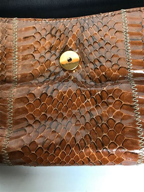 Vintage Brown Snake Skin Clutch Evening Bag 1950s Fully Etsy