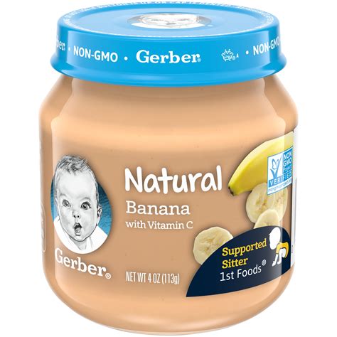 Great savings & free delivery / collection on many items. Gerber, Stage 1, Natural Banana Baby Food, 4 oz Jar ...