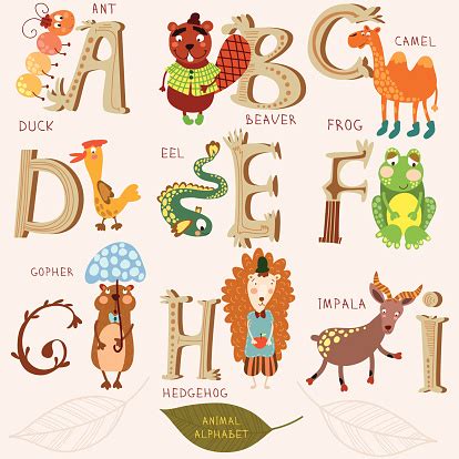 Alphabet animals for an iphone game! Cute Animal Alphabet A I Letters Stock Illustration ...