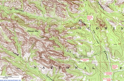 Topographic Map Of The Secret Canyon Trail Sedona Arizona