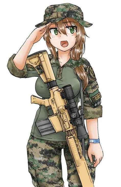 Anime character with brown haired holding rifle, anime female firearm girls with guns manga, anime, assault rifle, airsoft, cartoon png 1486x1670px 1.53mb . Anime girls with guns part 230. - 9GAG