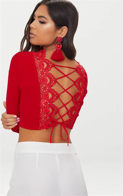 Red Lace Crop Top