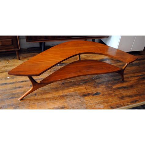 Boomerang coffee table and olice green couch mid century modern living room furniture. Mid Century Modern Walnut Boomerang Coffee Table 1960's ...