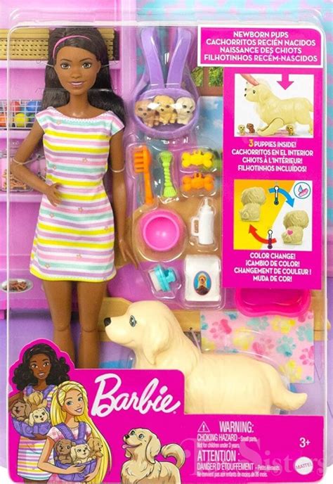 2021 Barbie Doll Aa And Newborn Pups Playset Hck76 Toy Sisters