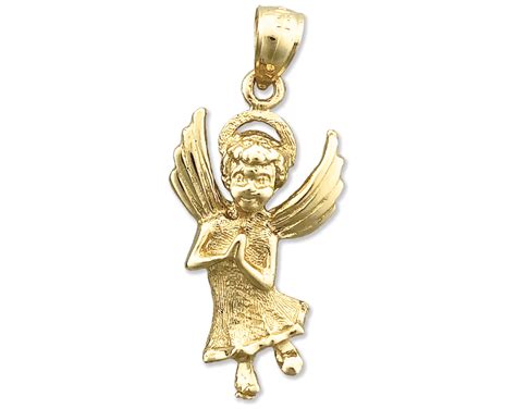 14k Gold Haloed Angel Pendant