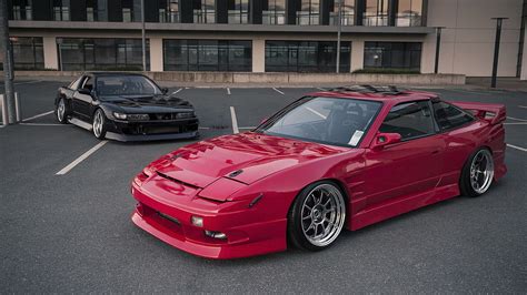 Two Red And Black Sports Coupes Nissan Silvia S13 Nissan 180sx Hd
