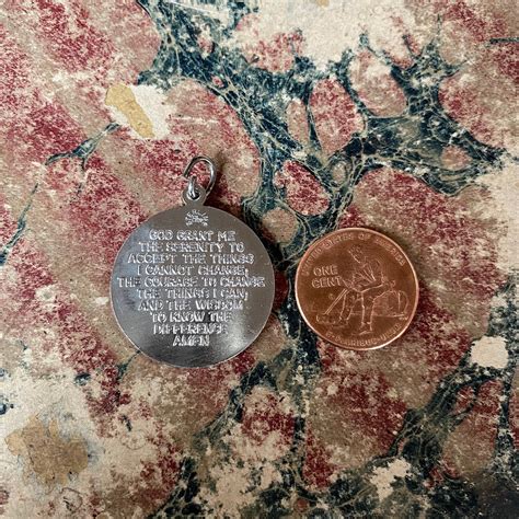 1pc Serenity Prayer Medallion Vintage Religious Sterling Medal Etsy