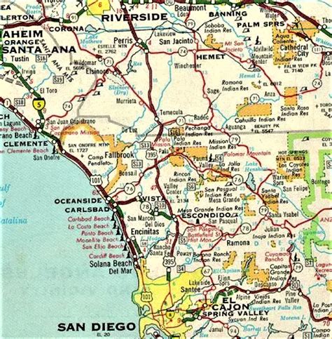 San Diego Road Map San Jacinto Tustin Riverside