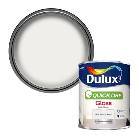 Dulux Pure Brilliant White Quick Dry Gloss 750ml Homebase