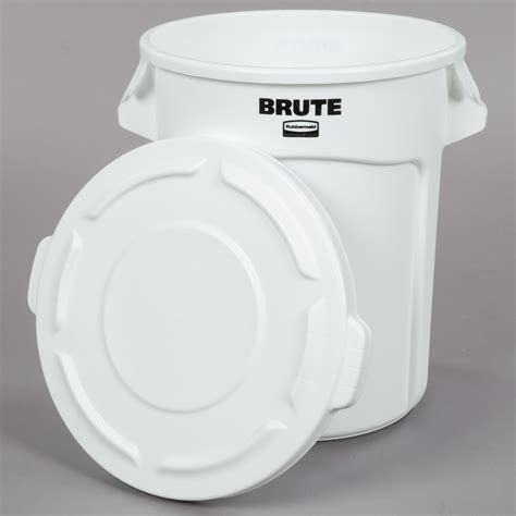 Rubbermaid Brute 20 Gallon White Round Ingredient Bin Trash Can And Lid